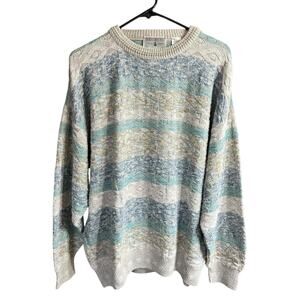 Segreto Italy Sweater Mens Size XLT Blue L/S Eclectic Grandpacore Preppy Prep